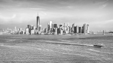 Muhteşem Aşağı Manhattan Skyline, NYC 'nin Ünlü Gökdelenleri ve Mimarisi.