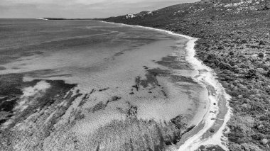 Hırvatistan 'ın Zadar kentindeki Sahil Sakarun hava manzarası.