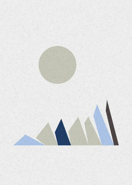 Montañas Geométricas Silueta Paisaje Arte Cartel Ilustración — Vector de stock