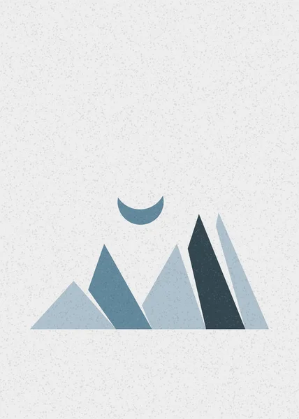 Γεωμετρική Βουνά Σιλουέτα Τοπίο Τέχνη Αφίσα Εικονογράφηση — Διανυσματικό Αρχείο