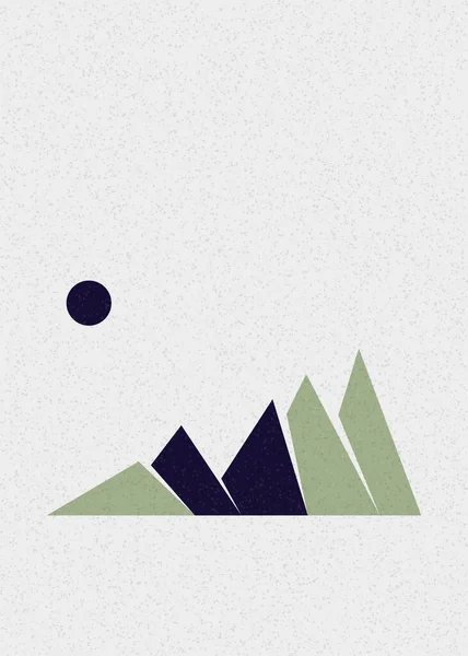 Geometrische Bergen Silhouet Landschap Kunst Poster Illustratie — Stockvector