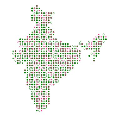 Hindistan Silüeti Resmedilmiş Kalıp Haritası Çizimi