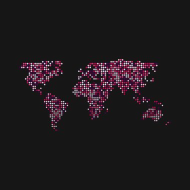 Dünya 3 Silueti Pikselli desen haritası çizimi