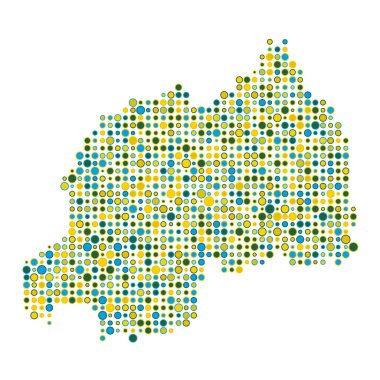 Ruanda Silueti Resimli Desenli Harita Çizimi