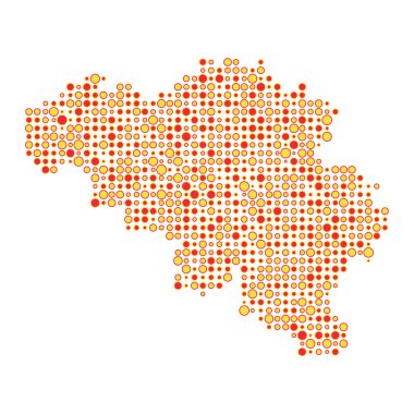 Belçika Silüeti Pikselleştirilmiş desen haritası çizimi