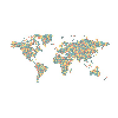 Dünya 1 Silüeti Resmedilmiş Desen Haritası Çizimi