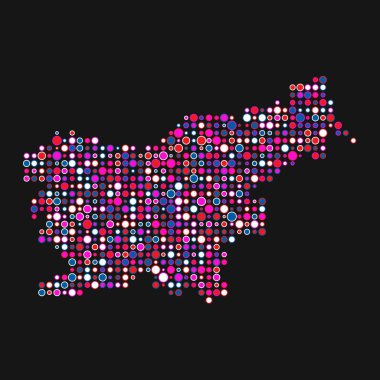Slovenya Silüeti Resmedilmiş Desen Haritası Çizimi