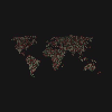 Dünya 3 Silueti Pikselli desen haritası çizimi