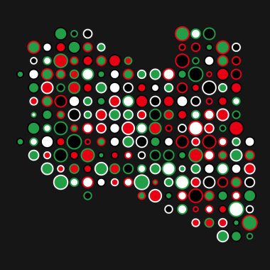 Libya Silüeti Resmedilmiş Desen Haritası Çizimi