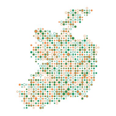 İrlanda Silüeti Resimli Desenli Harita Çizimi