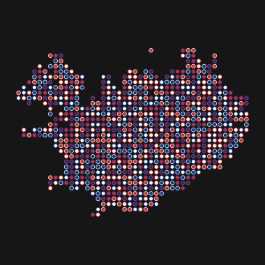 İzlanda Silueti Pikselli desen haritası çizimi