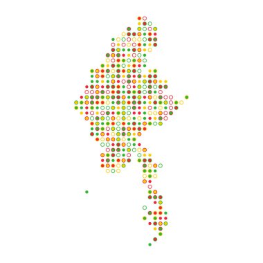 Myanmar Silueti Pikselli desen haritası çizimi