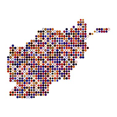 Afganistan Silüeti Resimli Desenli Harita Çizimi