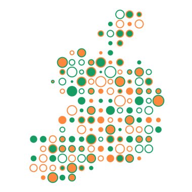 İrlanda Silüeti Resimli Desenli Harita Çizimi
