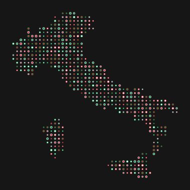 İtalya Silüeti Resmedilmiş Desenli Harita Çizimi