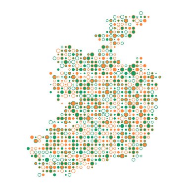 İrlanda Silüeti Resimli Desenli Harita Çizimi
