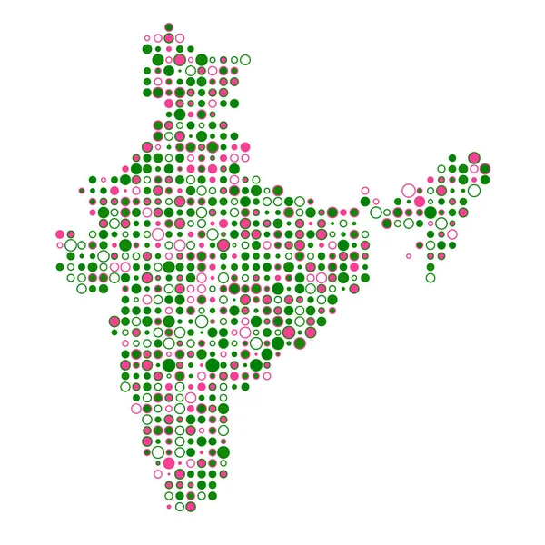 Indie Silueta Pixelated Pattern Map Illustration — Stockový vektor