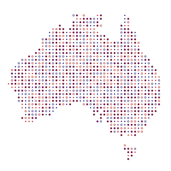 Ausztrália Silhouette Pixelated Minta Térkép Illusztráció — Stock Vector