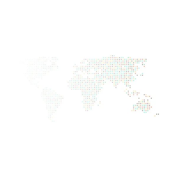 Dünya Silueti Pikselli Desen Haritası Çizimi — Stok Vektör