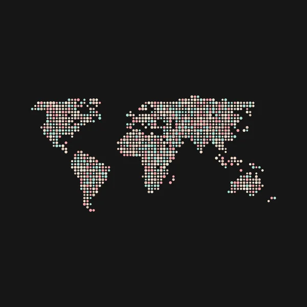 Világ Silhouette Pixelated Minta Térkép Illusztráció — Stock Vector