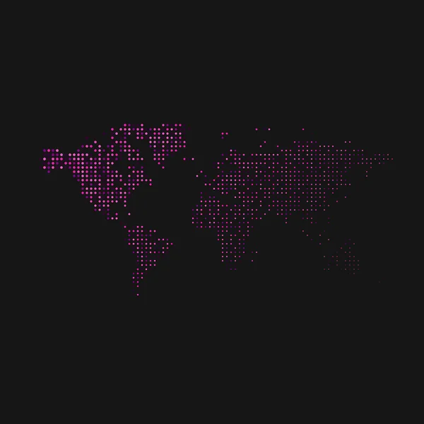 Wereld Silhouet Gepixelde Patroon Kaart Illustratie — Stockvector