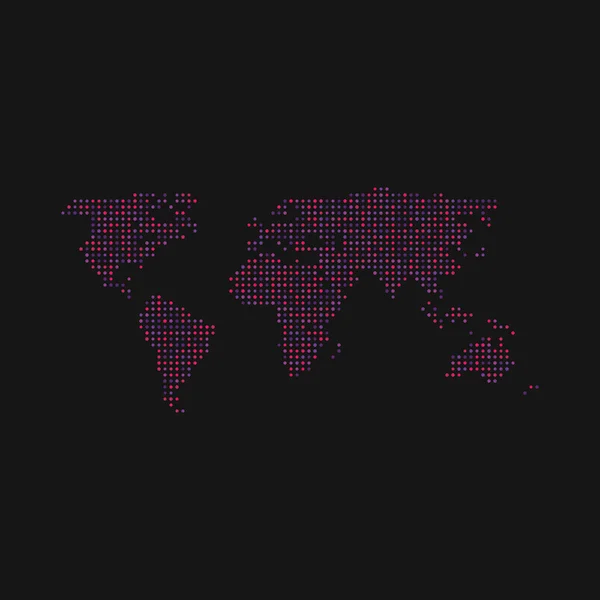 World Silhouette Pixelated Pattern Map Illustration — Stock Vector