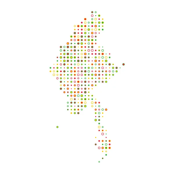 Myanmar Silhouette Pixelated Mönster Karta Illustration — Stock vektor