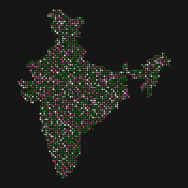 India Silhouette Illustrazione Modello Pixelated — Vettoriale Stock