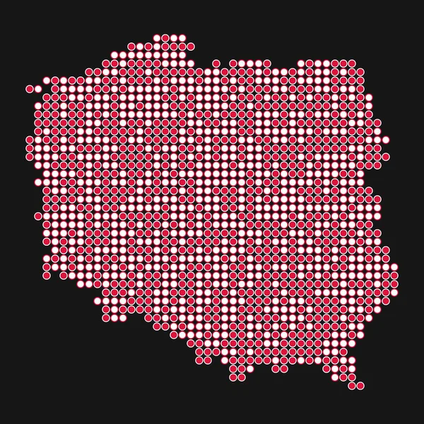 Polonia Silueta Pixelado Patrón Mapa Ilustración — Vector de stock