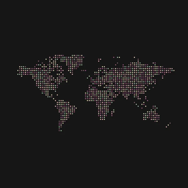 World Silhouette Pixelated Pattern Map Illustration — Stock Vector