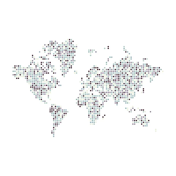 Mondo Silhouette Pixelated Modello Mappa Illustrazione — Vettoriale Stock