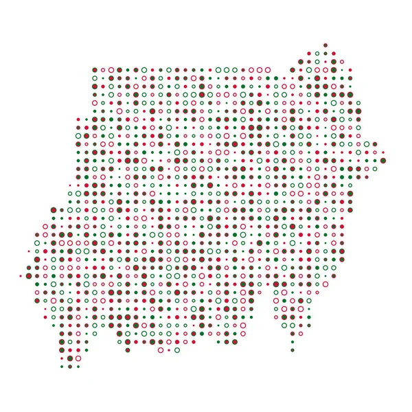 Sudan Silueti Pikselli Desen Haritası Çizimi — Stok Vektör