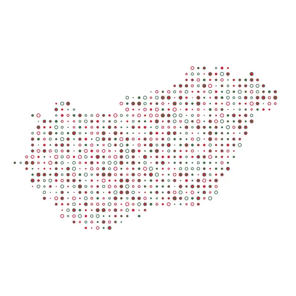 Ungheria Silhouette Pixelated Modello Mappa Illustrazione — Vettoriale Stock
