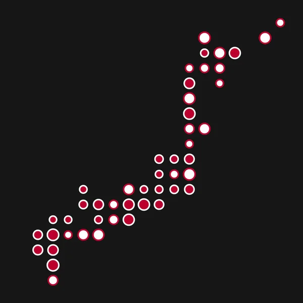 Japan Silhuett Pixelated Mönster Karta Illustration — Stock vektor