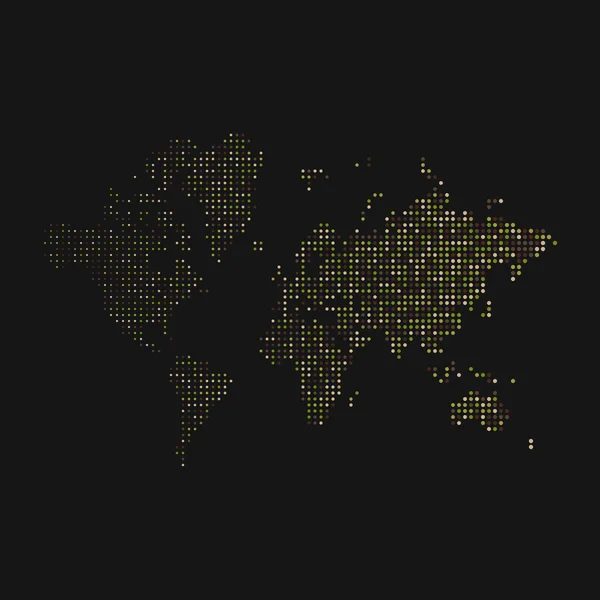Världen Silhuett Pixelated Mönster Karta Illustration — Stock vektor