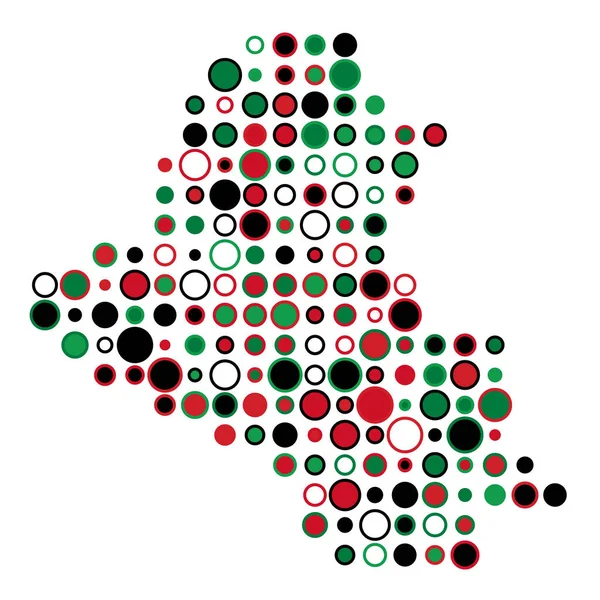 Irak Silhouet Pixelated Patroon Kaart Illustratie — Stockvector