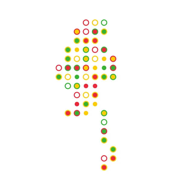 Myanmar Silhouet Pixelvormige Patroon Kaart Illustratie — Stockvector