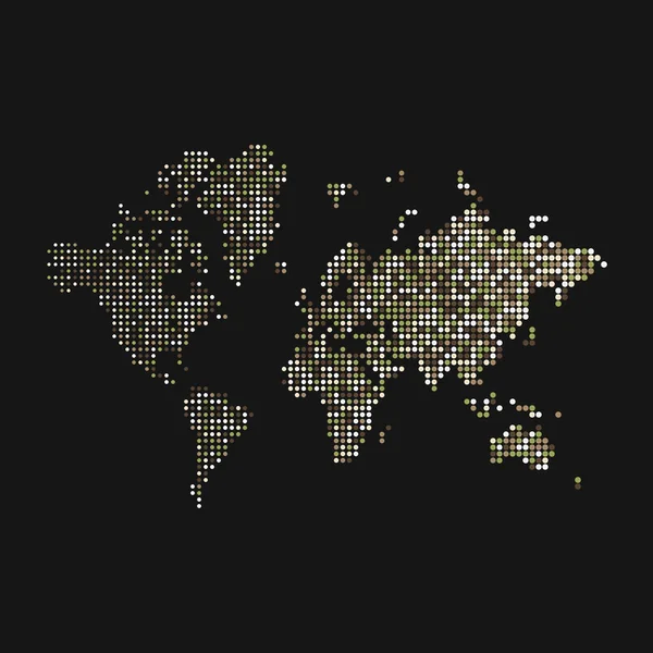 World Silhouette Ilustración Mapa Patrón Pixelado — Vector de stock