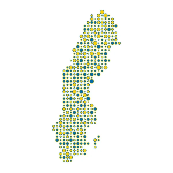 Schweden Silhouette Verpixeltes Muster Kartenillustration — Stockvektor