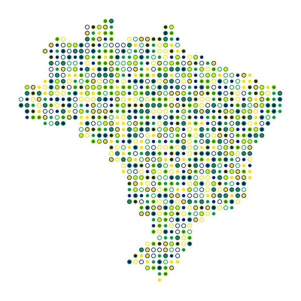 ブラジルシルエットピクセル化パターンマップイラスト — ストックベクタ