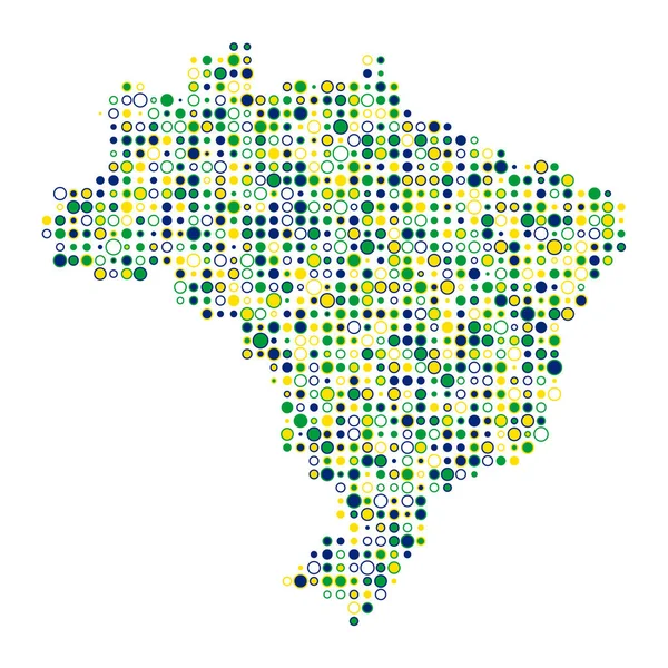 Brasil Silhueta Pixelada Ilustração Mapa Padrão —  Vetores de Stock