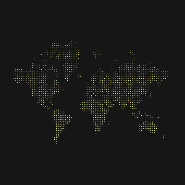 World Silhouette Ilustración Mapa Patrón Pixelado — Archivo Imágenes Vectoriales