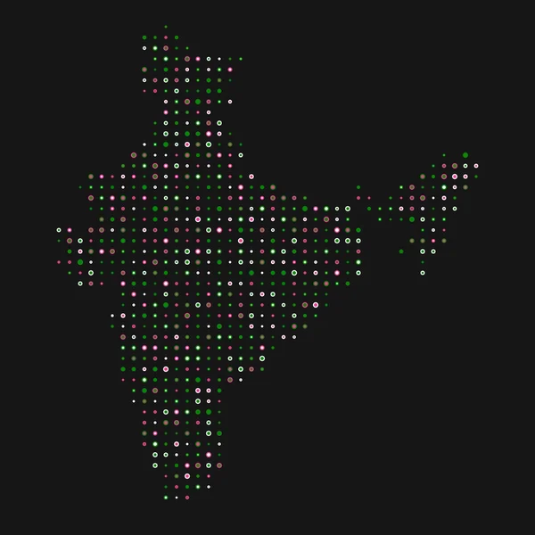 India Silhouette Pixelated Modello Mappa Illustrazione — Vettoriale Stock