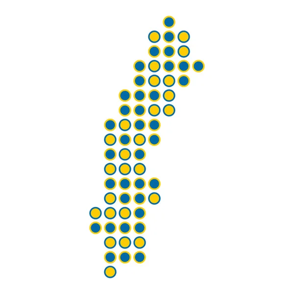 Zweden Silhouet Pixelated Patroon Kaart Illustratie — Stockvector