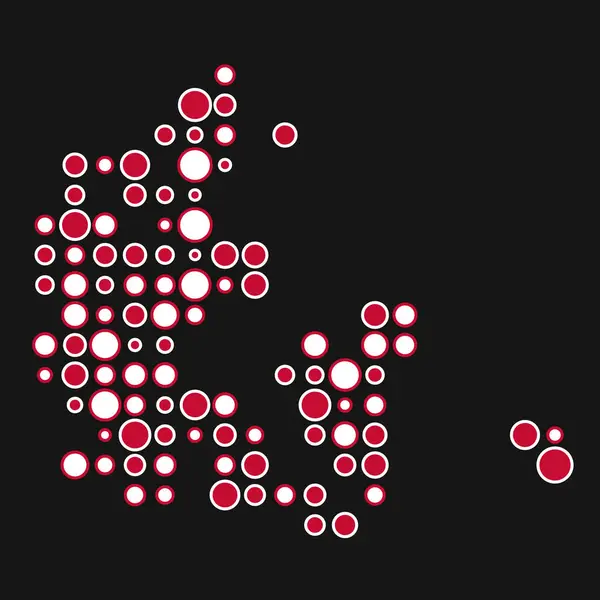 Danmark Silhuett Pixelated Mönster Karta Illustration — Stock vektor