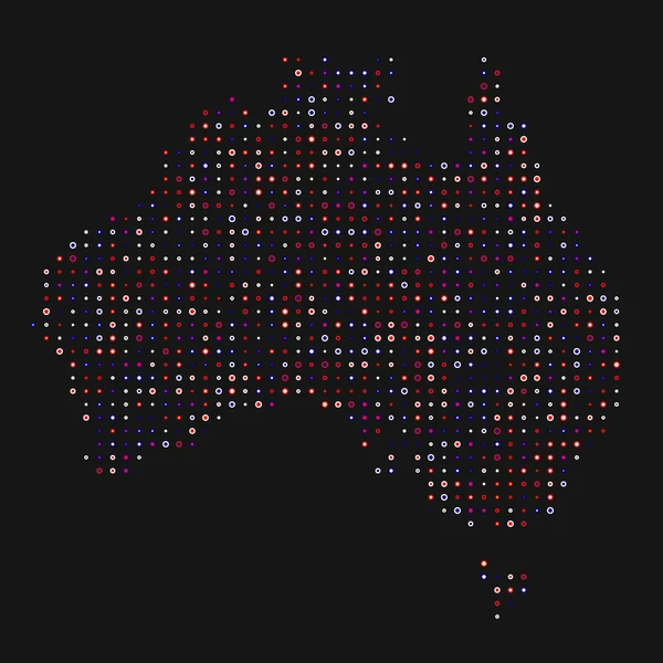 Avusturalya Silueti Pikselli Desen Haritası Çizimi — Stok Vektör