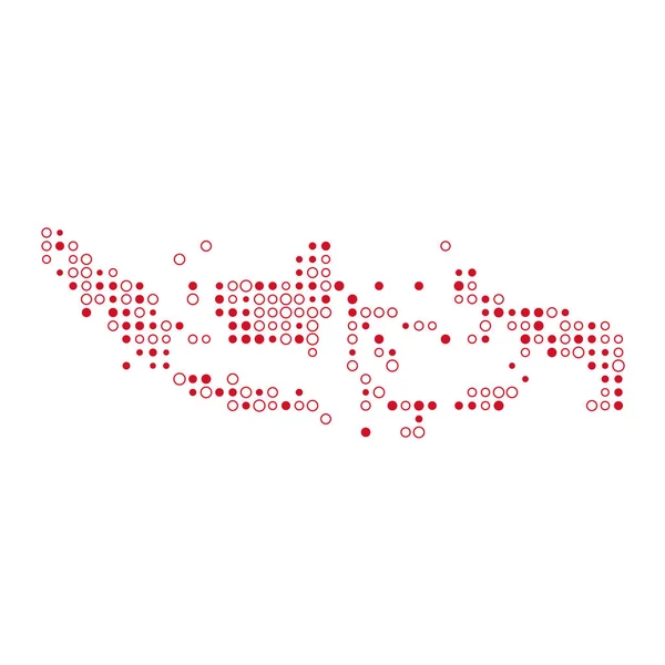 Indonesien Silhuett Pixelated Mönster Karta Illustration — Stock vektor