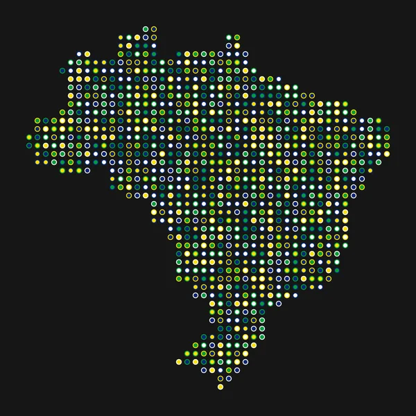 Brasil Silueta Pixelado Patrón Mapa Ilustración — Vector de stock