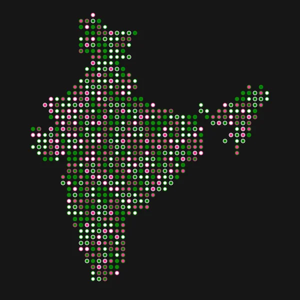 Indien Silhouette Verpixeltes Muster Kartenillustration — Stockvektor