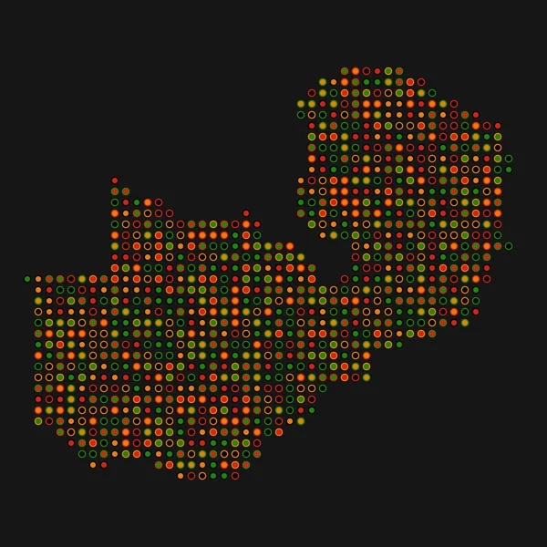 Zambiya Silueti Pikselli Desen Haritası Çizimi — Stok Vektör
